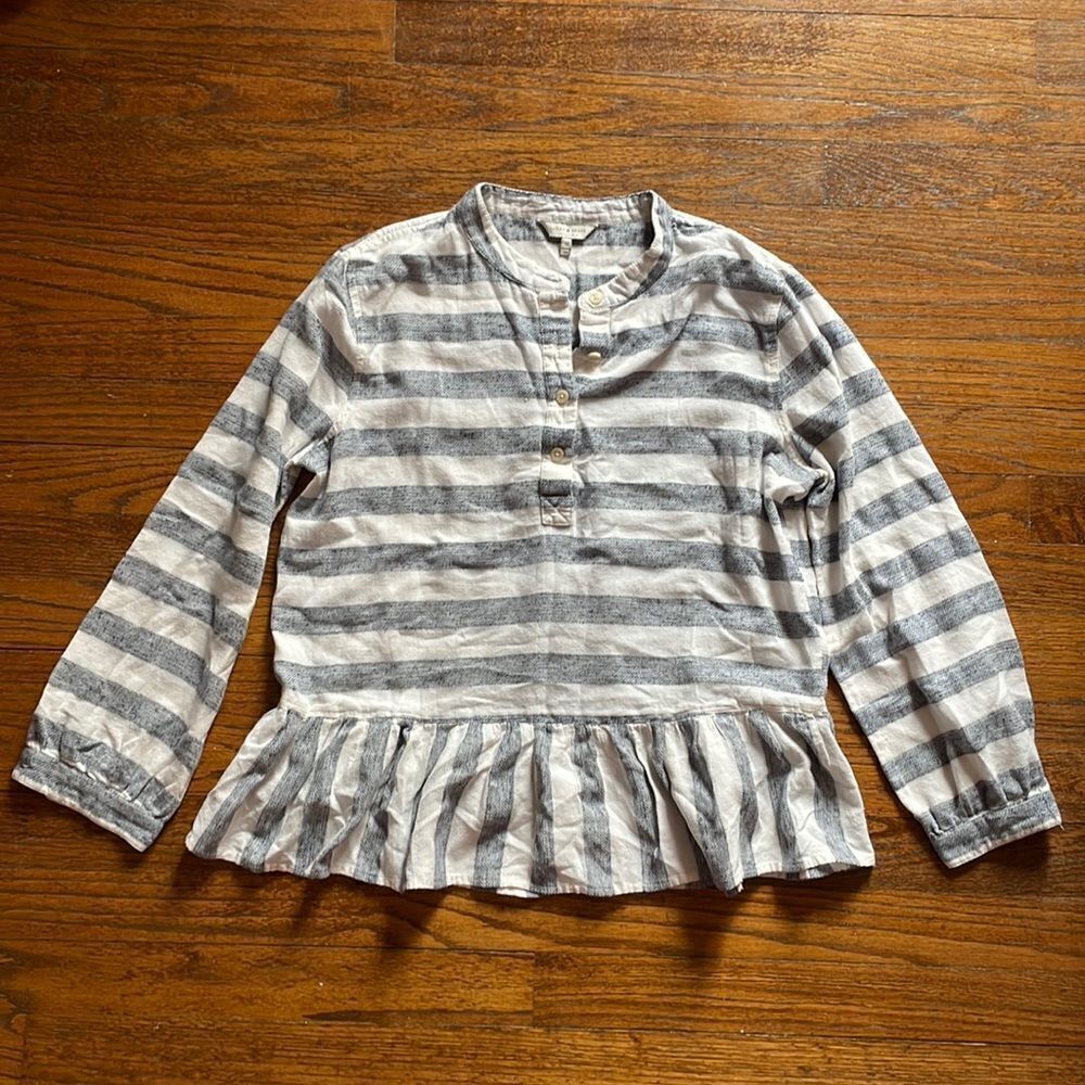 Lucky Brand Blue & White Striped Long Sleeve Top